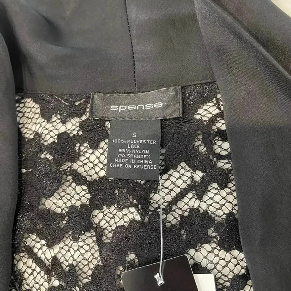 Spense NWT Black Lace 3/4 Sleeves Open Blouse Cardigan w/Front Tie Women’s Small - Picture 5 of 8